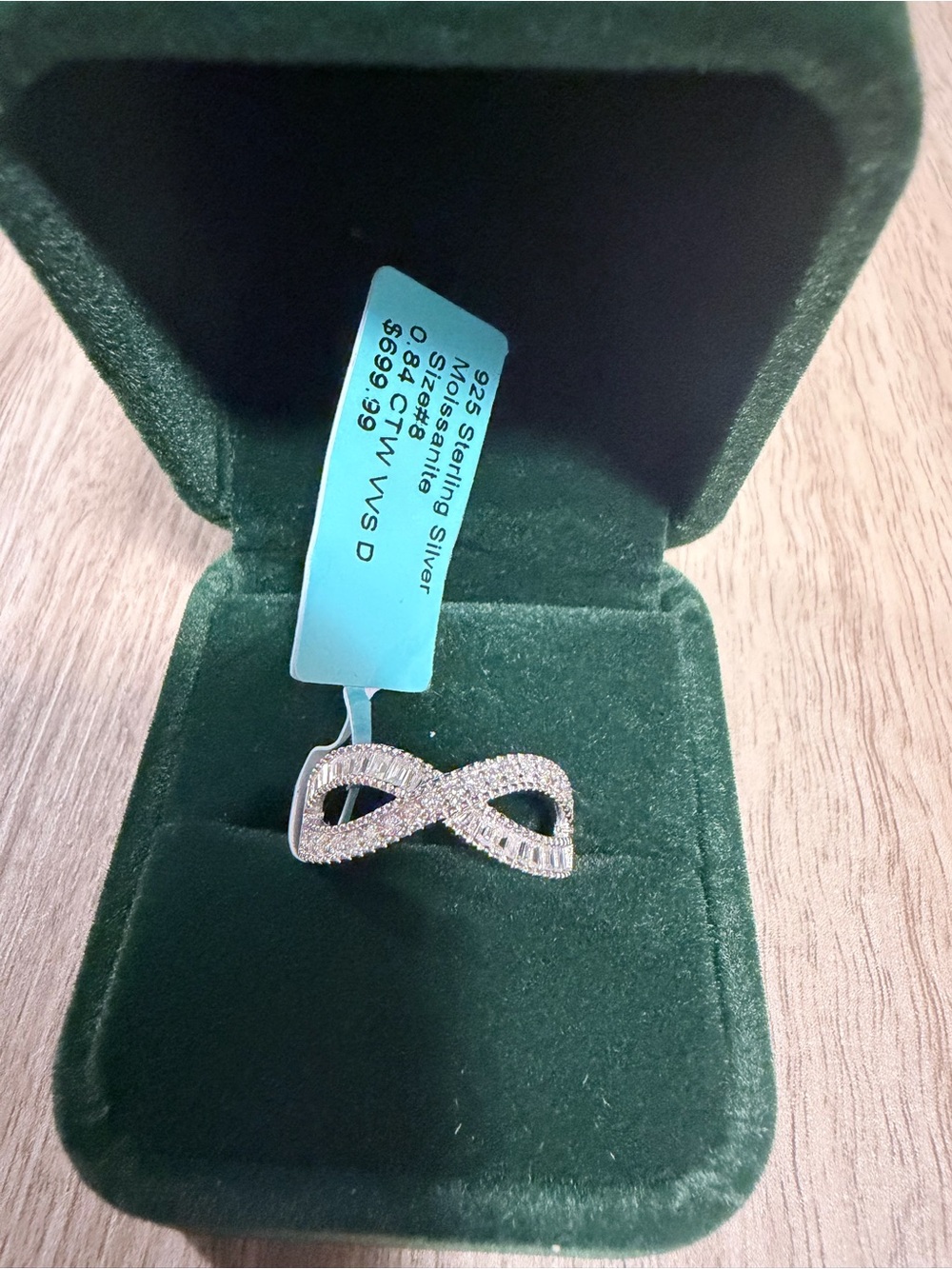 Sterling Silver Infinity Ring with Moissanite - 925 Sterling Silver Size 8